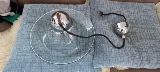 Lampadario Vetro Murano Anni 70 Argento Trasparent
