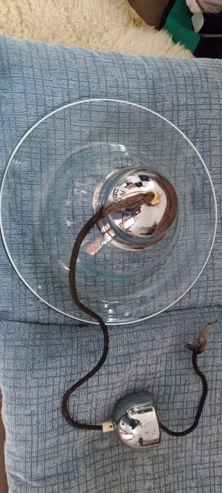 Lampadario Vetro Murano Anni 70 Argento Trasparent