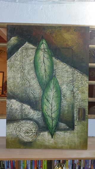 Cuadro Decorativo Hojas Verdes Texturizado