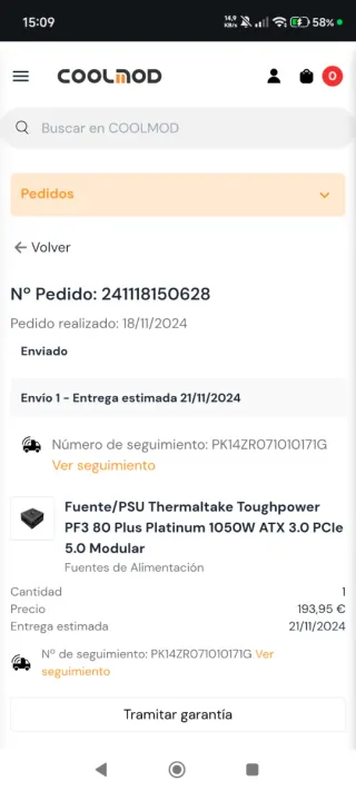 Fuente Thermaltake Toughpower PF3 1050w80+platinum