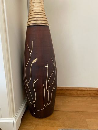 Jarrón Decorativo Madera y Cristal