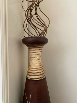 Jarrón Decorativo Madera y Cristal