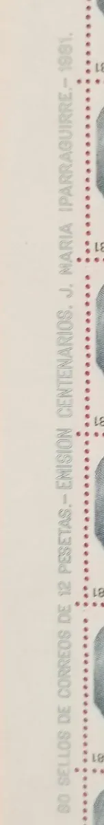 80 sellos España 12 ptas. J. María Iparraguirre