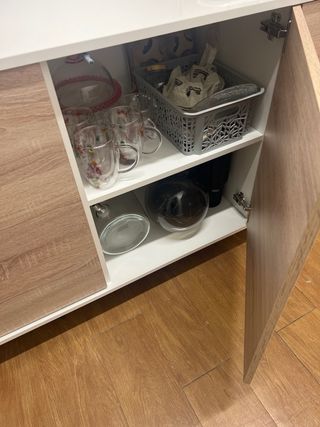 Aparador 3 puertas madera y blanco lacado