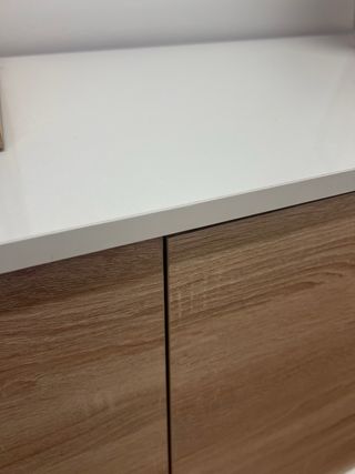 Aparador 3 puertas madera y blanco lacado