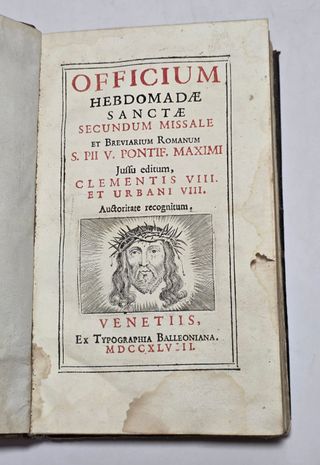 LIBRO ANTICO 1748 - Officium Hebdomadae Sanctae