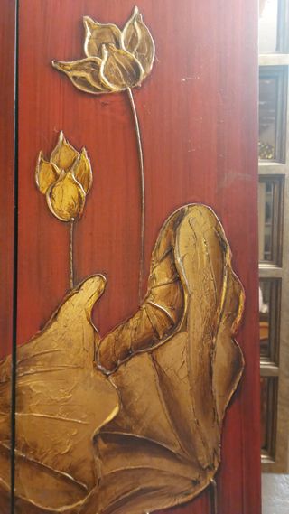 Cuadro Tríptico Flores Doradas