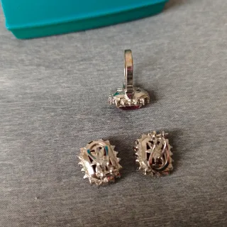 Conjunto Vintage Rodiplat Anillo y Pendientes