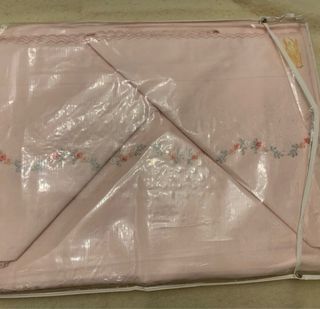 Completo letto matrimoniale vintage rosa