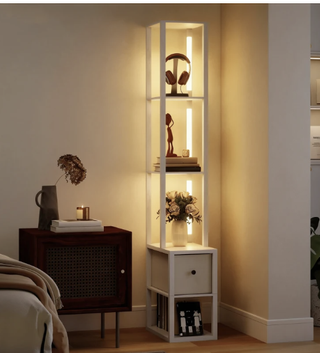 Lámpara de pie moderna con estantes