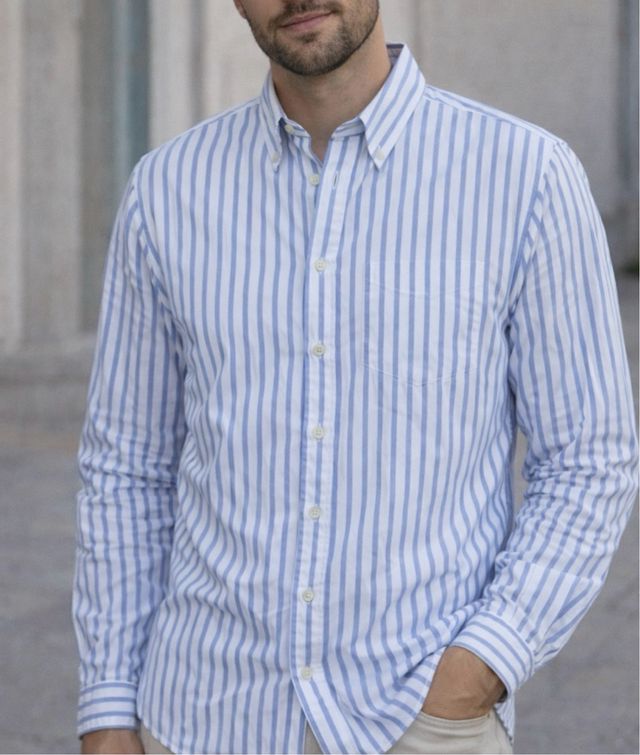 Zara camisa hombre Rayas Azul Talla L