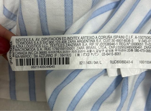 Zara camisa hombre Rayas Azul Talla L