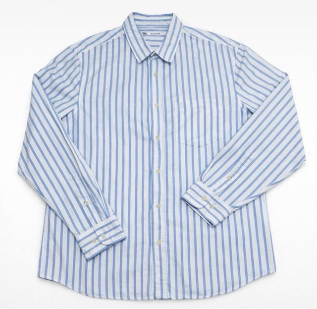 Zara camisa hombre Rayas Azul Talla L