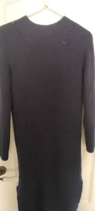 Vestido midi lana cuello perkins azul marino