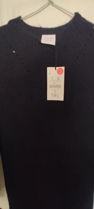 Vestido midi lana cuello perkins azul marino