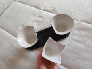 Juego salseras cerámica blanco
