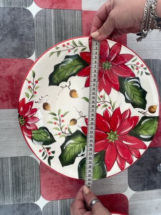 Fuentes de cerámica con flores de pascua