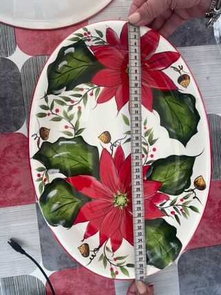 Fuentes de cerámica con flores de pascua