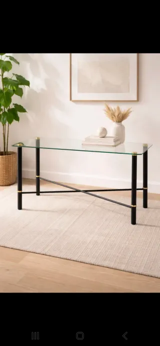 Mesa de centro cristal y metal negro