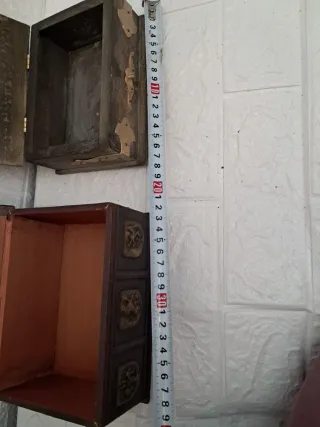 Juego 2 Cajas Decoradas Marrón y Dorado