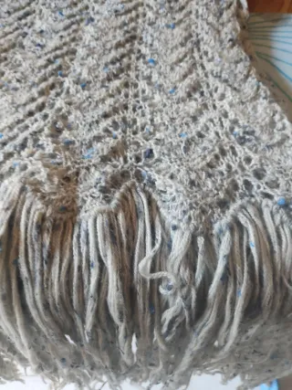 Sciarpa lana lavorata a mano grigio blu