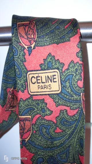 Corbata Seda Celine Naranja Verde