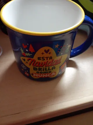 Taza Navidad Azul y Amarilla