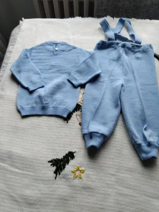 Maglioncino e salopette lana bimba dai 9mesi