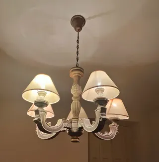 Lámpara de techo vintage madera y metal