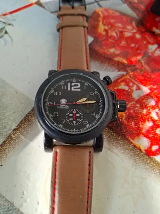 Orologio Calgary Uomo Nero e Marrone