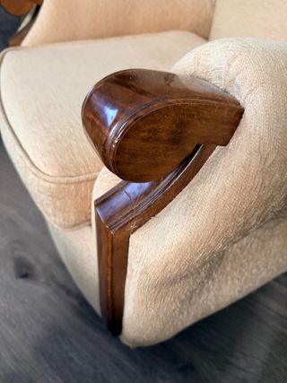 2 sillones antiguos tela y madera