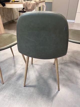 Juego de 3 sillas polipiel verde