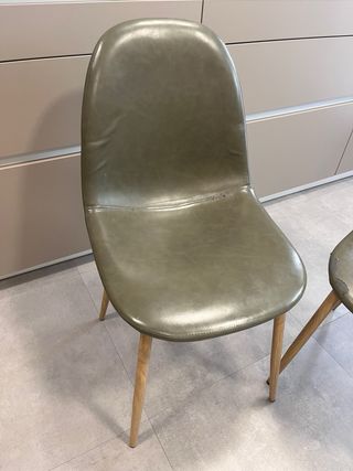 Juego de 3 sillas polipiel verde