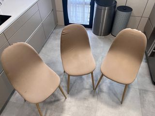 Juego de 3 sillas polipiel verde