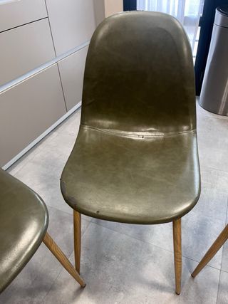 Juego de 3 sillas polipiel verde