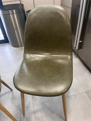 Juego de 3 sillas polipiel verde