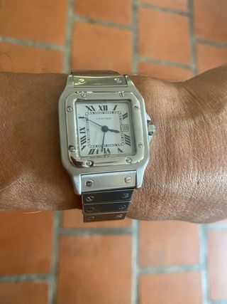 Reloj Cartier Santos 2960 Plateado y Blanco