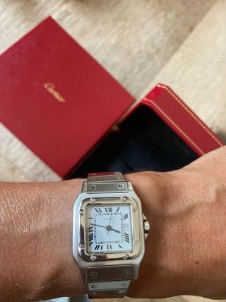 Reloj Cartier Santos 2960 Plateado y Blanco