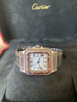 Reloj Cartier Santos 2960 Plateado y Blanco