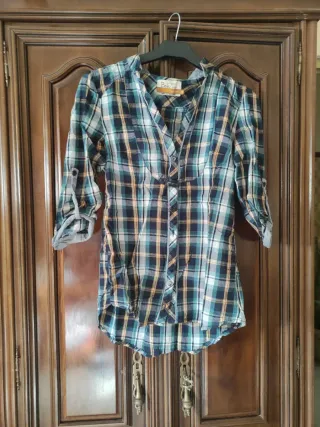 Camisa cuadros Bsk azul y verde