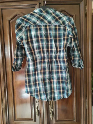 Camisa cuadros Bsk azul y verde