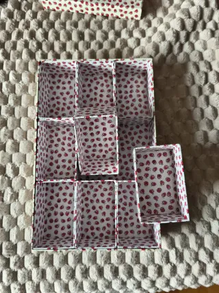 Caja de cartón con lunares de mariquitas