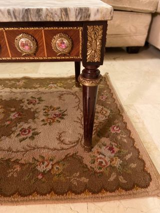 Mesa baja antigua mármol y madera