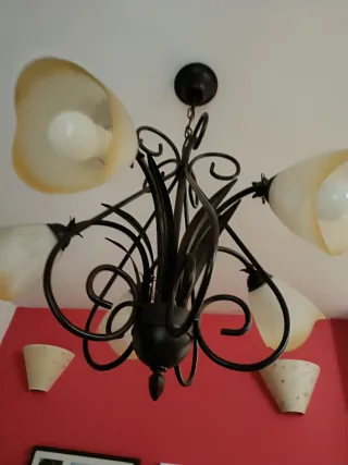 Lámpara de techo metal y cristal