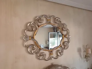 Espejo madera tallada oro y plata