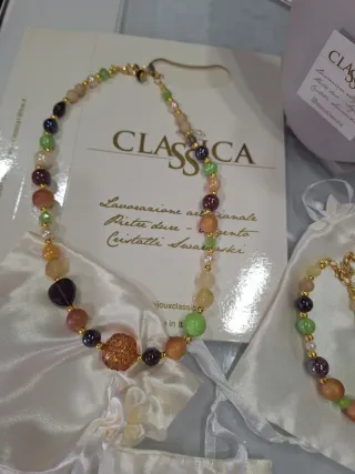 Collana ceramica e cristalli