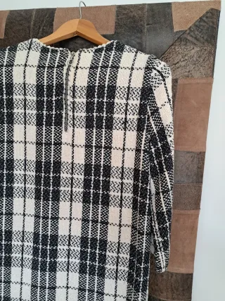 Vestido cuadros blanco y negro
