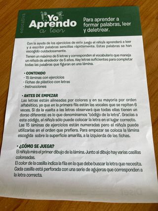Juego Yo Aprendo a Leer Diset