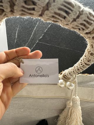 Bolso de playa de mimbre con encaje