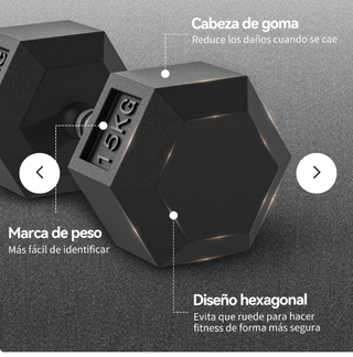 Set 2 Mancuernas Hexagonales 15 kg